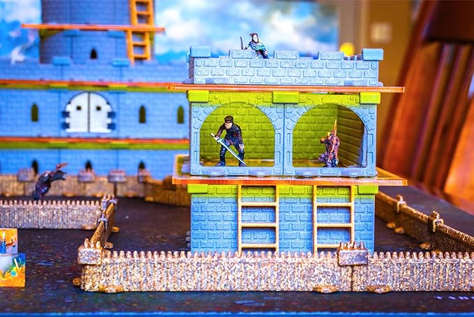 Dirt Cheap Dungeons Baron Castle Set - 451pc Modular Mega-Fortress Kit - 53ft of Linear Walls for 1 Grid TTRPG - D&ampD Pathfinder Daggerheart
