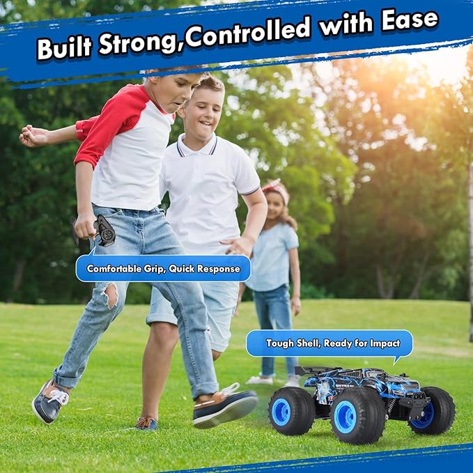 Remote Control Car 1:18 Rc Cars All-Terrain RC Truck with LED Light 20KM/H Rechargeable 2WD 2.4GHz Sturdy PVC Shell Remote Control Truck for Boys 4-7 8-12 Beginner