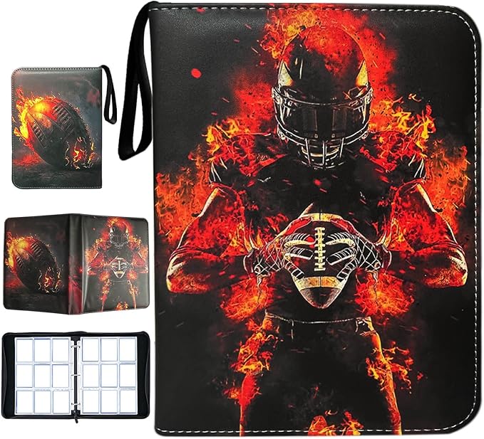 Football Card Binder with Sleeves900 Pockets Football Card Holder Protectors Albums Card Storage Organizer Case Compatible with Trading Card and Other Sports Cards
