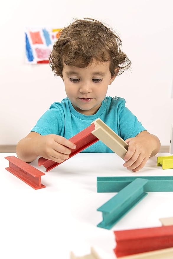 Miniland ECO Beams Building Set - STEM Multicolor Skill Concentration Activity Guide Different Levels of Difficulty