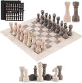 Marble Chess Set 15 Inches Handmade Travertine &amp Oceanic Luxury Board Games for Adults Ideal Marble Chess Board Game Set Chess Pieces &amp Storage Box for Gifts &amp Home Decor