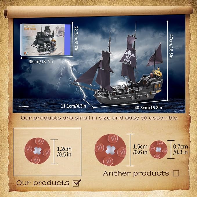 1424PCS Pirate Ship Building Blocks ToysCreator Architecture CorsairBuilding Set(Not Compatible with Lego Pirates of The Caribbean) Wonderful Choice for 6+ Boys Girls or Adults