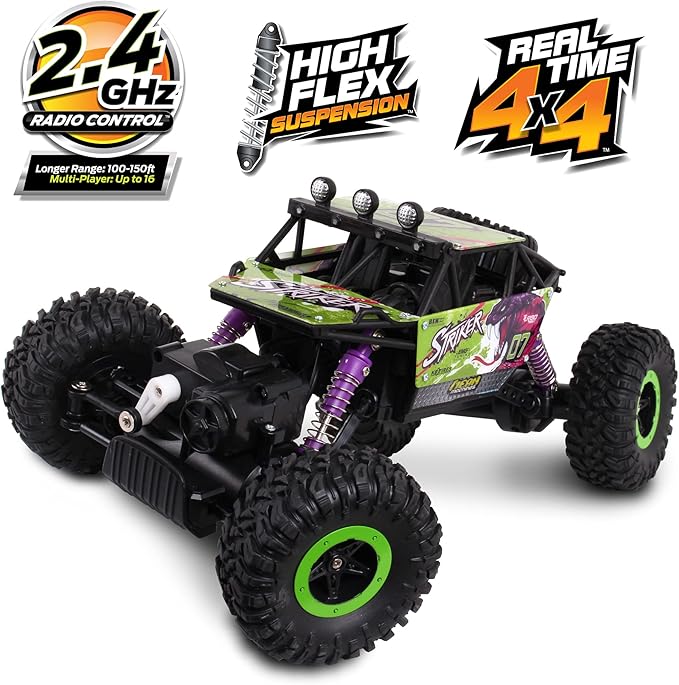 Mean Machine 1/16 R/C Rock Crawler Series [2.4GHz] Rock Crawler Striker Innovative Suspension System Powerful Motor Grippy Tires 150-foot Range Pistol Grip Controller Real time 4x4