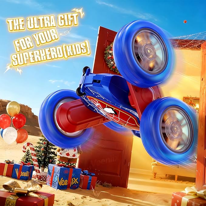 V996 Spider Remote Control Car RC Cars with Double Sided 360° Flip 4WD Rechargeable Stunt Car Indoor Outdoor Toys for Boys 4 5 6 7 8 9 10 11 12 Birthday for Kids Age 4-12