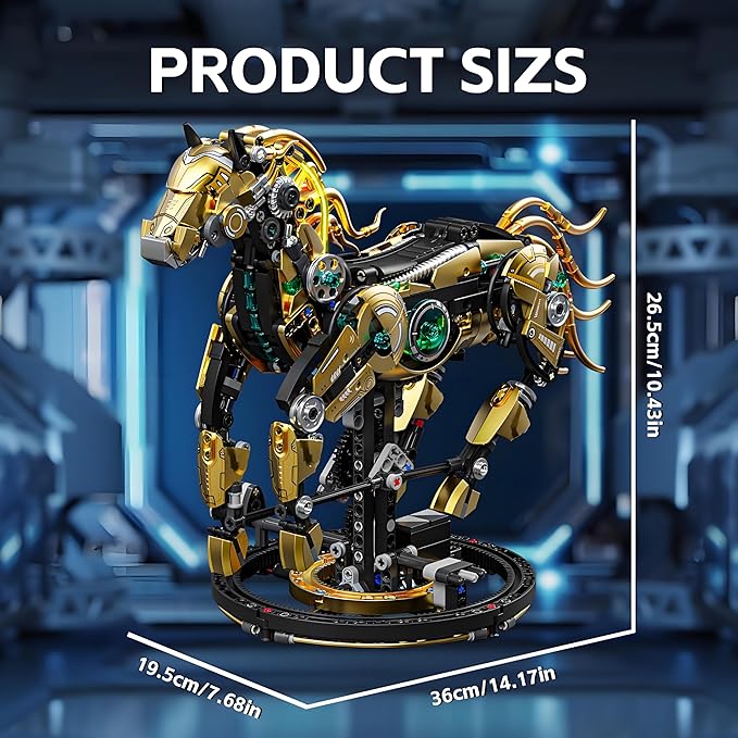 Mechanical Horse Building Block Set Build &amp Pose with Movable Legs – Engaging DIY Model Kit for Kids and Teens
