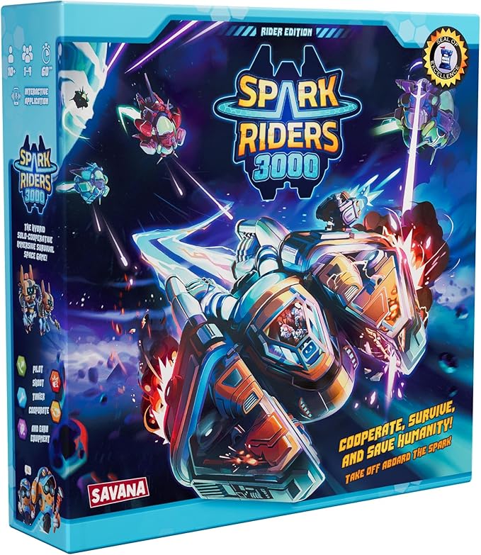 SAVANA Spark Riders 3000 - Rider Edition - Sci-Fi Survival Board Game | Pilot Repair &amp Fight Aliens with The Interactive App | 1–4 Players Ages 10+ 60 Min Playtime | Solo &amp Team Strategy Ga