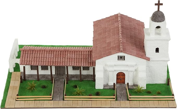 California Mission Santa Cruz – 3D Plaster Brick Model Kit 1370 Pieces Mini-Bricks Constructor Realistic Diy Building Set Stem Educational Architecture Toy for Teens &amp Adults Scale 1:24