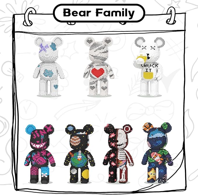 Skeleton Bear Building Blocks (5800 PCS) Creative Animal Brick Set for Kids &amp Adults Micro Building Blocks Teddy Blocks Children Toys for Christmas Halloween Anniversary