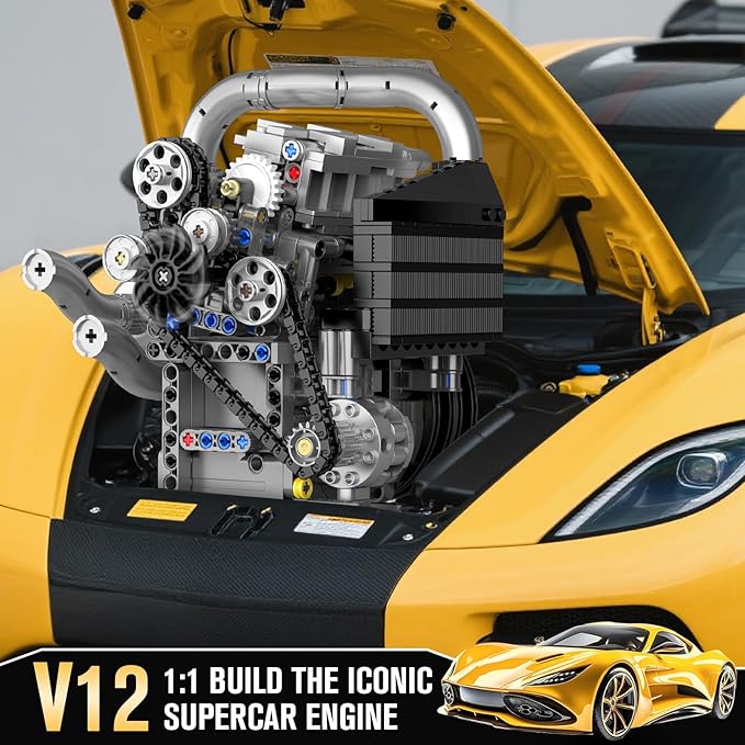 Mould King 10215 Engine Building Kit for Adults MOC Ideas Mini Transmission Engine Model Toy for Display STEM Building Project for Teens 14+(739 PCS)