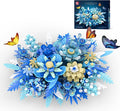 Blue Flowers Bouquet Building Sets Artificial Flower Botanical Collection Home Decor Office Wall Art Plant Decoration Building Toys Gifts for Adults Women and Kids Girls Age 8-12 (917 PCS)