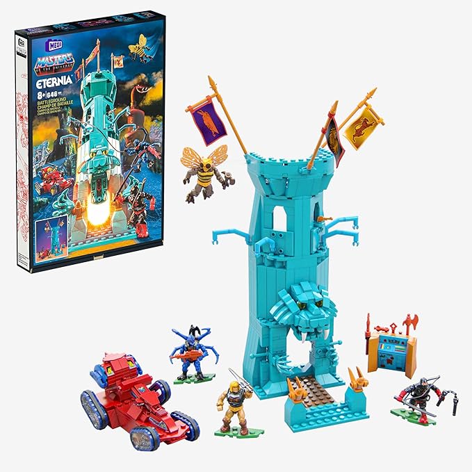 Mattel MEGA Masters of The Universe Eternia Battleground Toy Building Set Small HFF28