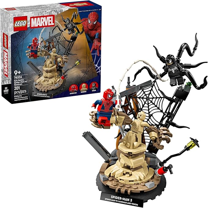 LEGO Marvel Epic Battle: Spider-Man vs. Sandman Building Toy for Boys &amp Girls - Super Hero Playset W/Venom Sandman &amp Spider-Man Minifigures - Gift Idea for Birthdays - Ages 9+ - 76334