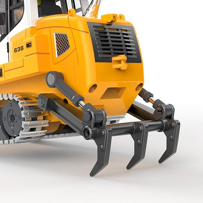 Pro-Grade Remote Control Bulldozer for Adult Metal Micro-Scale RC Construction Model with Leadscrew Loader System Dual Battery Includes Portable Carry Case