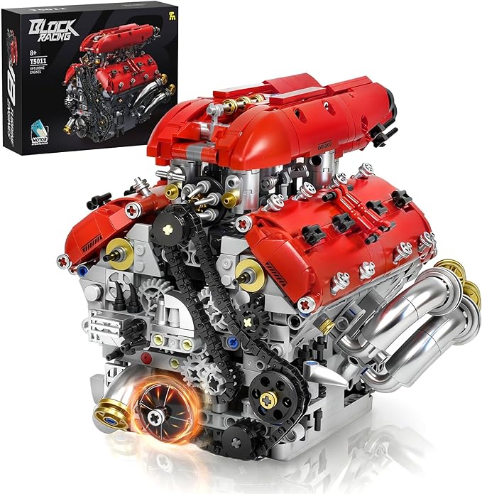 V8 Engine Model Kit Build Your Own Visible Car Motor Advanced STEM Mechanical Building Block Set for Adults Collectible Engine Model for Display Desk Decor &amp Gift to Car Lovers