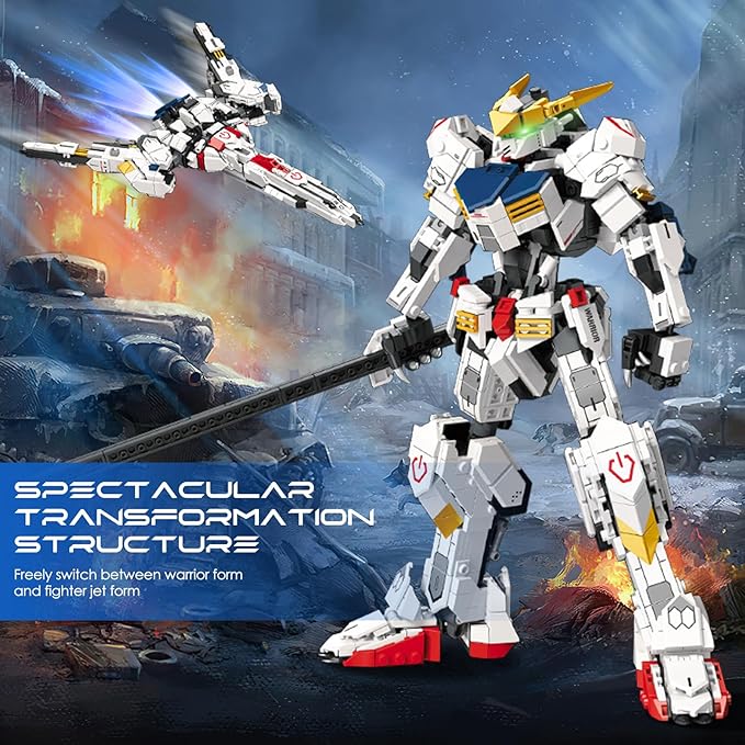 Velance Mech Robot Transforming Building Blocks Set Warrior City Mech &amp Fighter Jet Building Toy Kit Mecha Robot Building Block Model for Kids &amp Adults Birthday Valentine's Day Gift(952 Pc