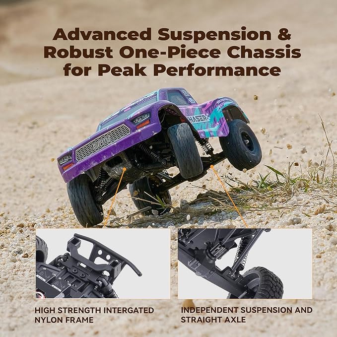 FMS FSC24 Chaser 1/24 RC Car 4X4 Off-Road High-Speed Short-Course Truck 2 Speed Transmission Brushless-Ready and 30-Minute Runtime2.4GHz Electric Vehicle Toys Gifts for Adults (Purple)
