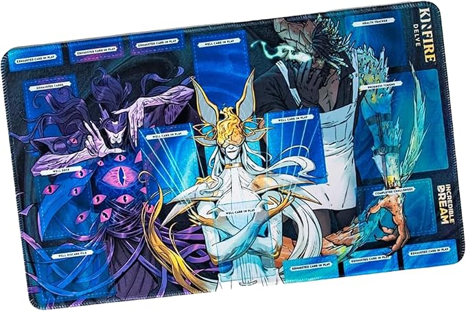 Kinfire Delve Official Playmat – 12x20’’ Neoprene Game Mat with Stitched Edges – Organize Your Well Deck Health Tracker and Challenges – Smoother Gameplay and Easier Handling