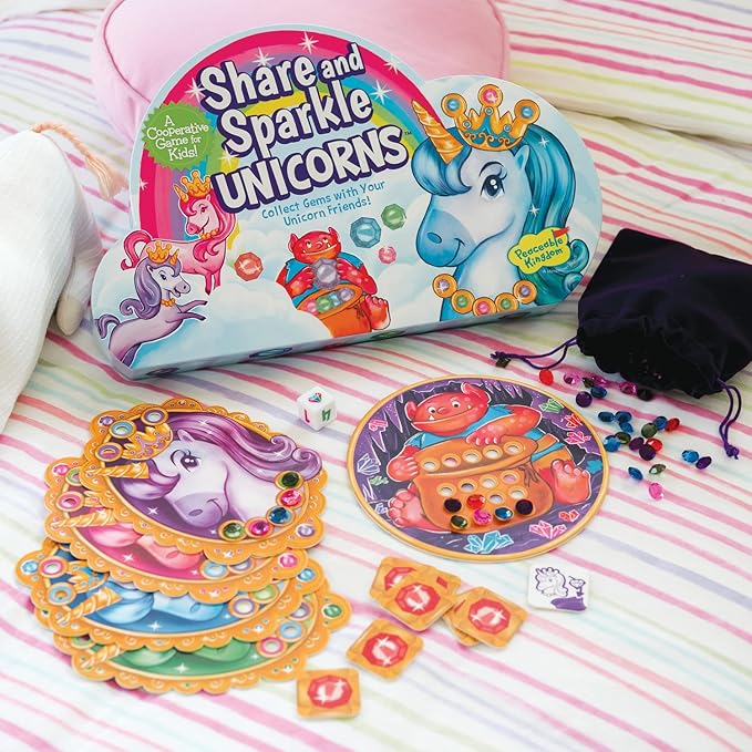 Peaceable Kingdom Share and Sparkle Unicorns Cooperative Strategy Game for Families and Kids Ages 4 &amp Up