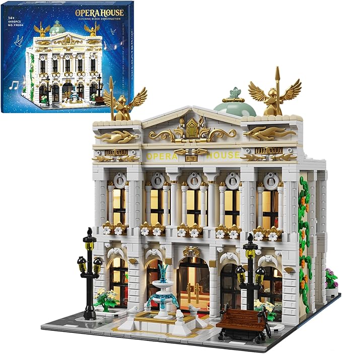 Paris Opera House Modular Building Sets for Adults European Theater Architecture with Light Kit &amp 8 Figures Collectible Club Building with Guitar for Music Lovers Gifts (4490 PCS)