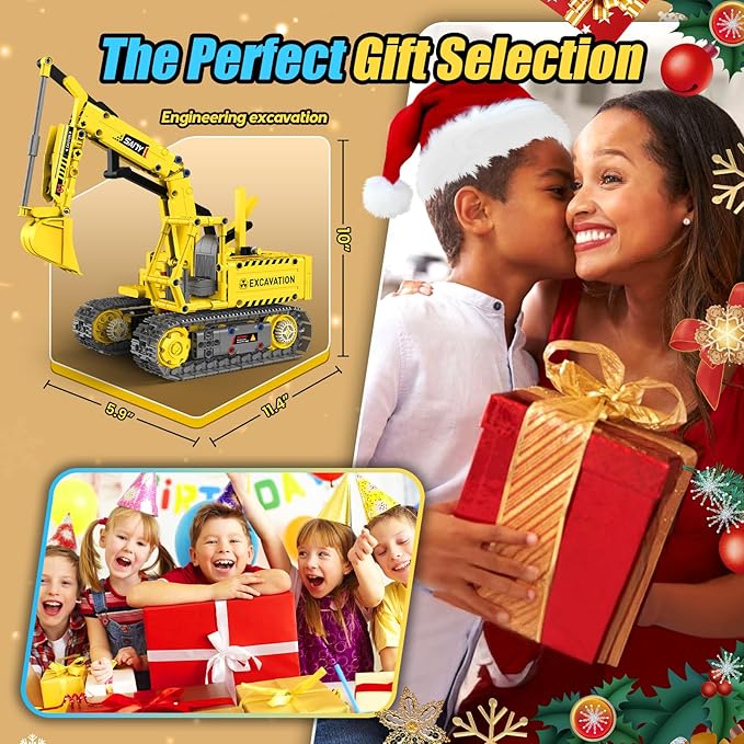 Robot Building Kits 5-in-1 Stem Toys for Boys Age 8-14 APP &amp Remote Control Excavator Kids Construction Toys Programmable Erector Sets Educational Robotic Kit Gifts for Girls Boys (555 PCS)