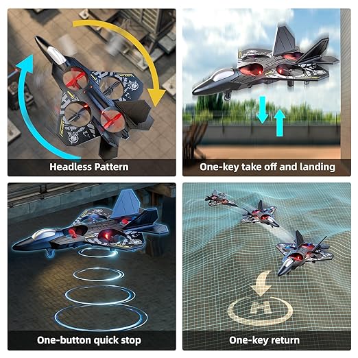 Foam Remote Control Airplane for Kids 8-12 2.4 GHz RC Plane with Colorful Lights 360° Flips and Stunt Roll RC Airplane Toy for Boys and Girls Ages 8-16 Gift for Kids and Adults (Gray)