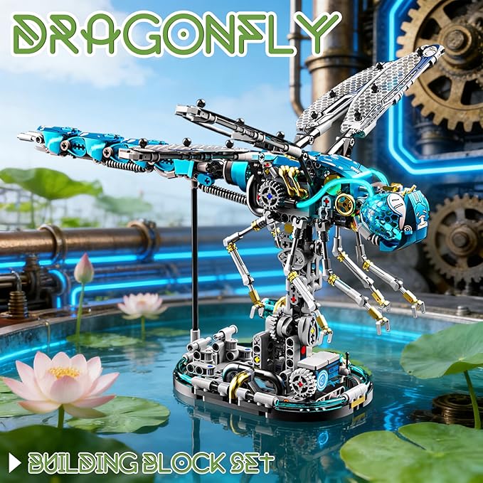 Mechanical Dragonfly Building Blocks Sets Animal Insert Building Kits Mech Animal Model Toys for Adults Teens 866 PCS
