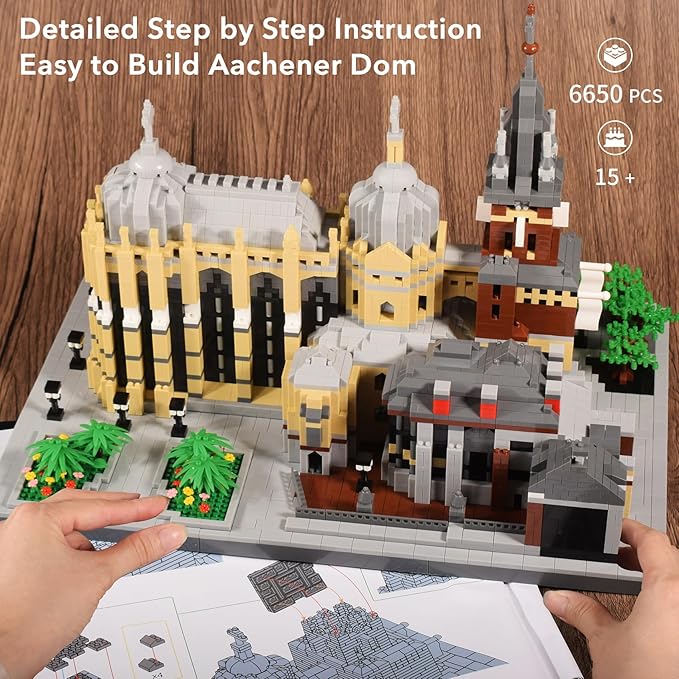 Micro Building Blocks Set Germany Medieval Aachener Dom Model Building Kit 6650 PCS Construction Model for Adult and Teens