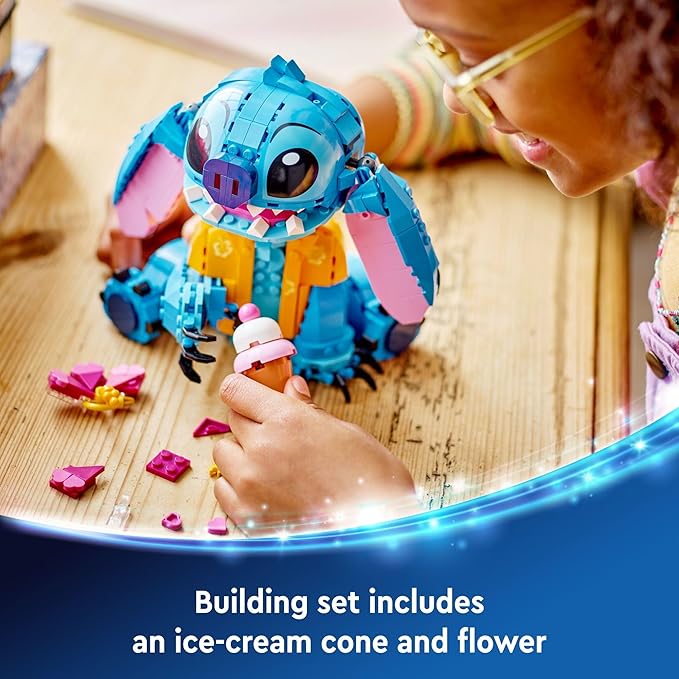 LEGO Disney Stitch Toy Building Kit Disney Toy for 9 Year Old Kids Buildable Figure with Ice Cream Cone Fun Gift for Girls Boys and Lovers of The Hit Movie Lilo and Stitch 43249