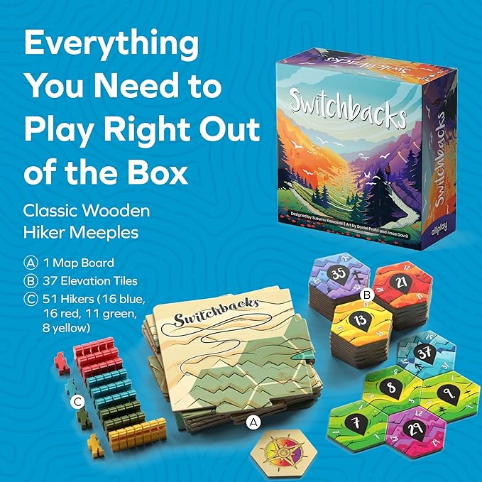 Allplay - Switchbacks Board Game for Adults and Families - Tile-Laying - Small Box - Filler Game with Fangs - 1 Minute to Teach Travel Game - 2 to 4 Players - 15 Minute Play Time