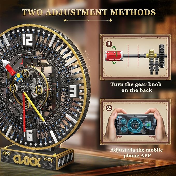 Mould King Cyberpunk Grand Clock Building Blocks Set 3675+ Pcs Real-Time Clock Model Kit with Mechanical Gears App Control Electric Building Model Kit Creative Gift Toys for Adults Teens
