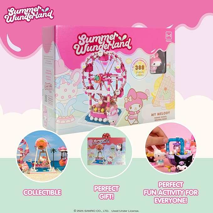 Hamee Sanrio Hello Kitty and Friends ‘Summer Wunderland’ Cute Water Theme Park Building Block Set Birthday Gift Party Favor Stress Relief Collectible Toy Compatible with Lego Block – My Melody