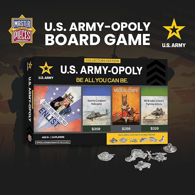 MasterPieces Opoly Board Games - U.S. Army Opoly - Officially Licensed Board Games For Adults Kids &amp Family