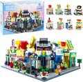 8 in 1 Mini City Street Scene Building Blocks Set - 8 Pack Toy Shops: Beauty Supermarket Music Fruit Bookstore+ (894 PCS) | Gift for Kids 6+ - Birthday|Easter|Holiday