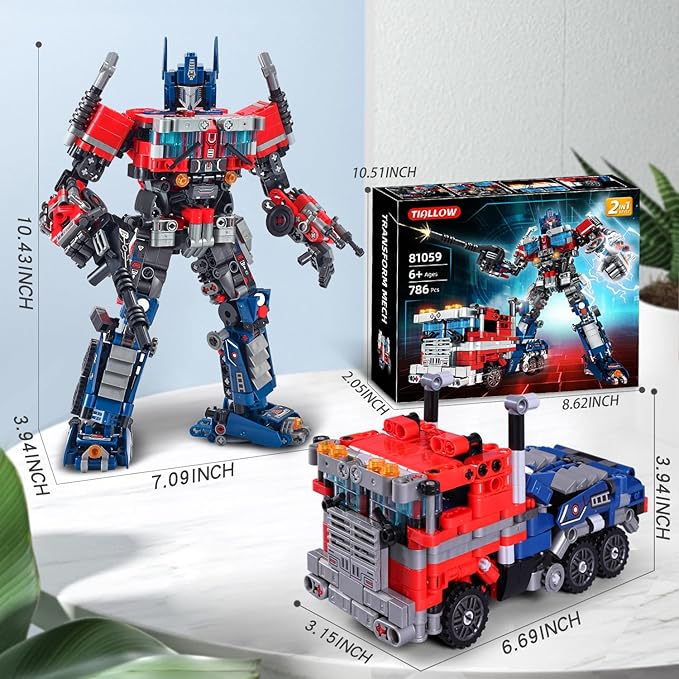 Transform Sets Robot Building Block Toys2 in 1 STEM Robotics Transforming Truck Mech Building kitCompatible with LegoChristmas Birthday Gift for Adults Boys Age 8-12 (Blue)
