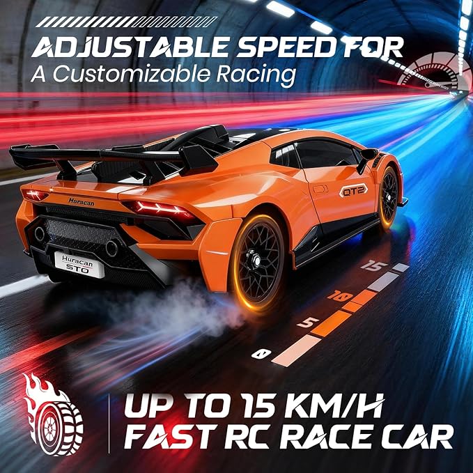 Lamborghini Remote Control Car 1:18 Scale Officially Licensed Lamboghini Toy Car Cool RC Cars Toys for 4 5 6 7 8 9 10 11 12 Year Old Boys Kids Adults Gifts15km/h Fast RC Drift Car (Orange)