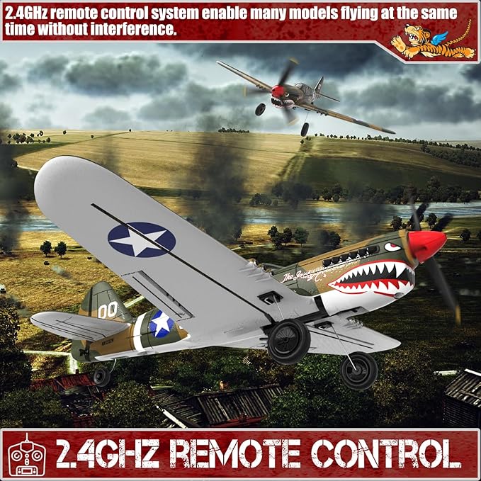 LEAMBE RC Plane 4 Channel Remote Control Airplane - Ready to Fly P-40 Warhawk RC Airplane for Beginners Adult with Xpilot Stabilization System &amp One Key Aerobatic