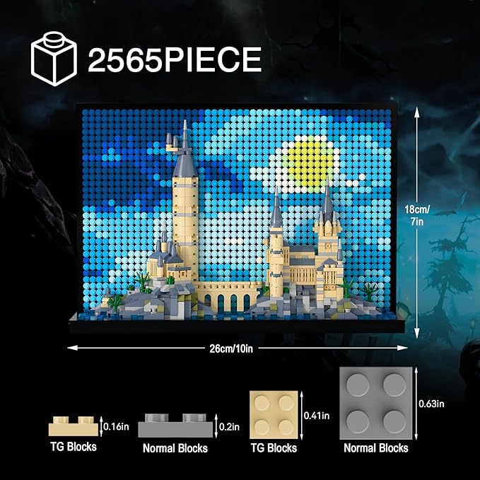 Micro Brick Magic Castle Building Set: 3D Wall Art | 2-in-1 Home Decor Model | Creative Castle &amp Painting Display | DIY Gift Idea Building Toy for Teens Ages 8+ Kids Adults
