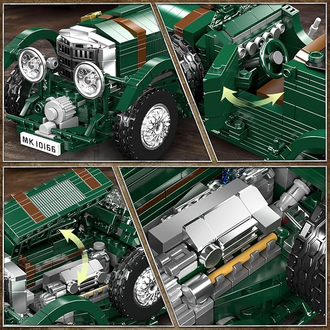 Mould King Classic Car Building Set MOC Blower Vintage Car Building Blocks Set Home Decoration Model Kit Display Construction Toy Gift for Adults Teens(1147 PCS)