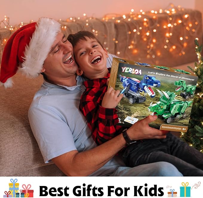 Yerloa Dinosaur Toys for Boys Age 8-12 5-7 6-7 Jurassic Building Kits for Kids 6 7 8 9 10 11 12 + Year Old 343 Pcs Remote Control STEM Projects Building Blocks Sets Educational Birthday Easter Gifts