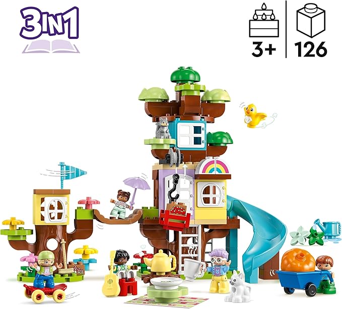 Lego DUPLO 3in1 Tree House 10993 Creative Building Toy for Toddlers Includes 8 Figures for Teaching Social Skills Playing Together and Group Play Great Birthday Gift for Kids