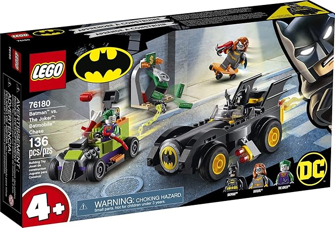 LEGO DC Batman: Batman vs. The Joker: Batmobile Chase Building Toy Includes Batman Batgirl and The Joker Minifigures Plus Buildable Batmobile and Hot Rod New 2021 (136 Pieces) Multi Color