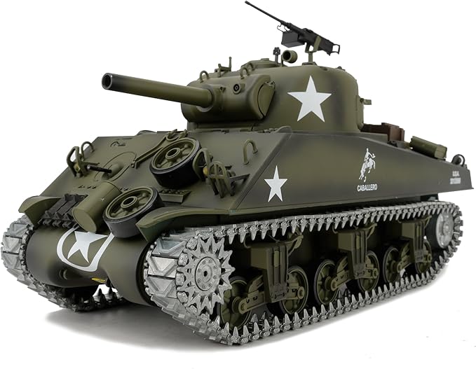 Modified TK7.0 Edition 1/16 2.4ghz Remote Control US M4A3 Sherman Tank Model(360-Degree Rotating Turret)(Steel Gear Gearbox)(3800mah Battery)(Metal Tracks &ampSprocket Wheel &amp Idle Wheel)