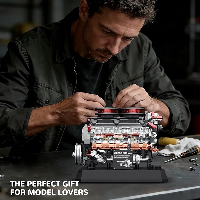 V12 Engine Model Kit Building Set for Tiger Tank Mini Mechanical Engineering Technic Collectible for Adults Teens Boys 14+ 1236PCS