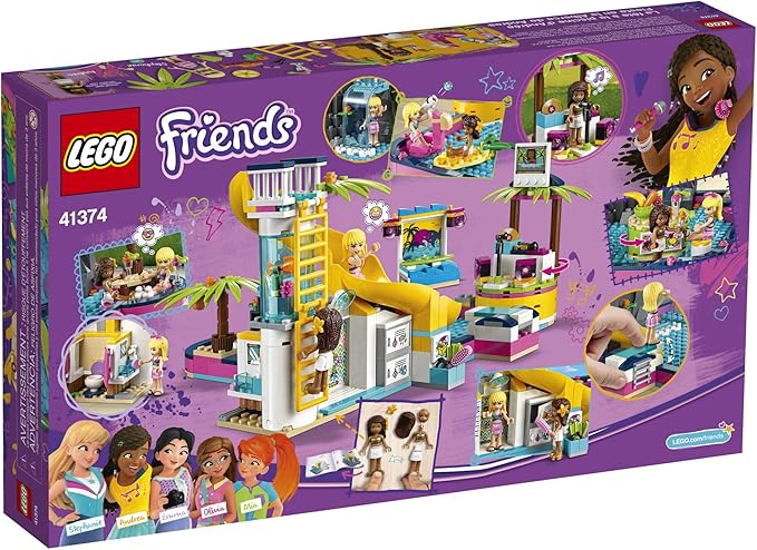 LEGO Friends Andrea's Pool Party 41374 Toy Pool Building Set with Andrea and Stephanie Mini Dolls for Pretend Play Includes Toy Juice Bar and Wave Machine (468 Pieces)