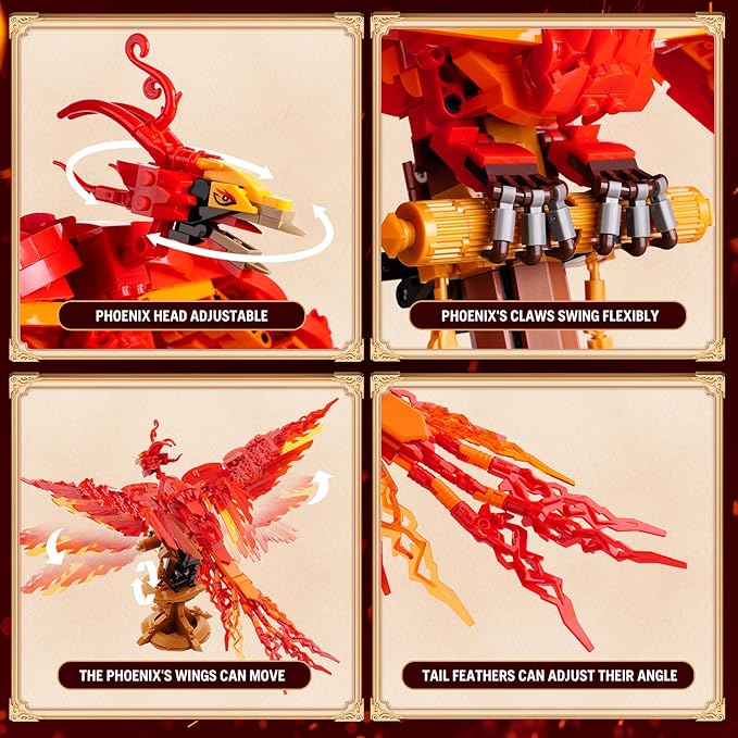 Moc Fire Phoenix Building SetCompatible with Lego STEM Magic Phoenix Collection Model for AdultsIdeas Bird Toy Gift for Kids Boys and Girls Fans Ages 8+ 938 PCS
