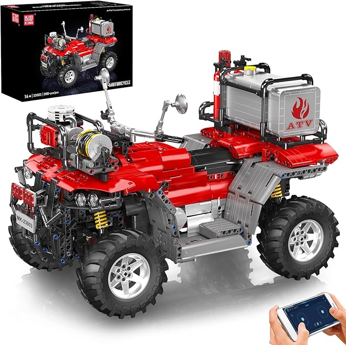 Mould King Fire Truck ATV Building Set 2100+ Pcs RC/APP Control All-Terrain Vehicle Building Blocks Kits That Run with Equipment Model Collectible Gift for Adults Teens