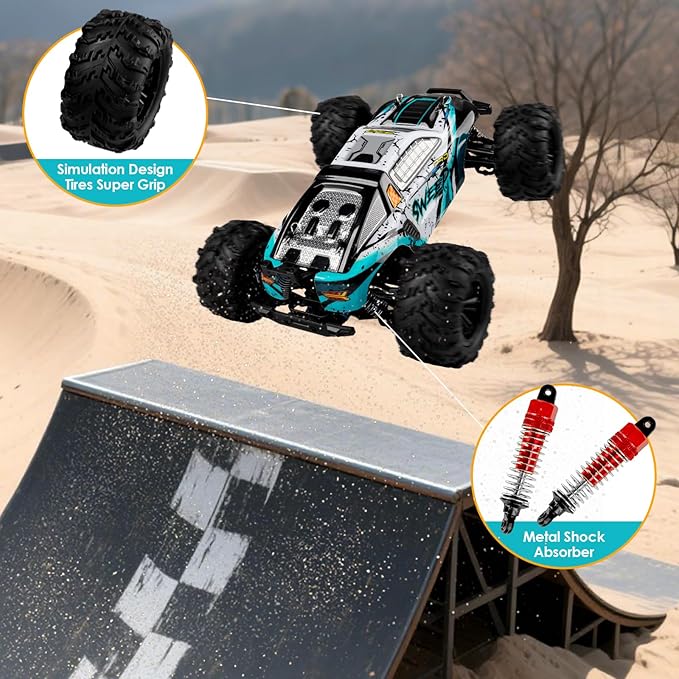 RC Car 1/16 Scale 4WD Brushless High-Speed Remote Control Car Fast 65+ mph All-Terrain Off-Road Truck Adult Electric RC car Including 1500mAh*2 T-Plug Battery Suitable for Adults Boys