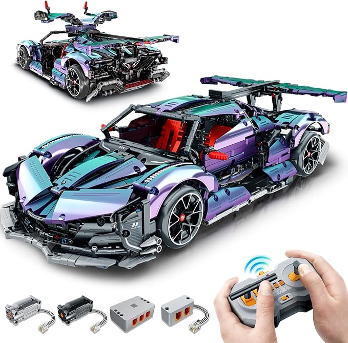 Super Plated Sports Car Building Kits Adult Collectible Model and Race Engineering Toy Set 1:10 Scale Electric Driftable Remote Control Sports Car for Adults Men Teens