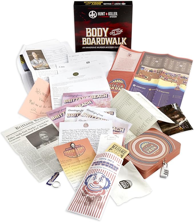 Hunt A Killer: Body On The Boardwalk Catch the Amusement Park Killer Interactive Unsolved Mysteries Game Mystery Box for Game Night Murder Mysteries Card Puzzle &amp Board Games For Ages 14 and