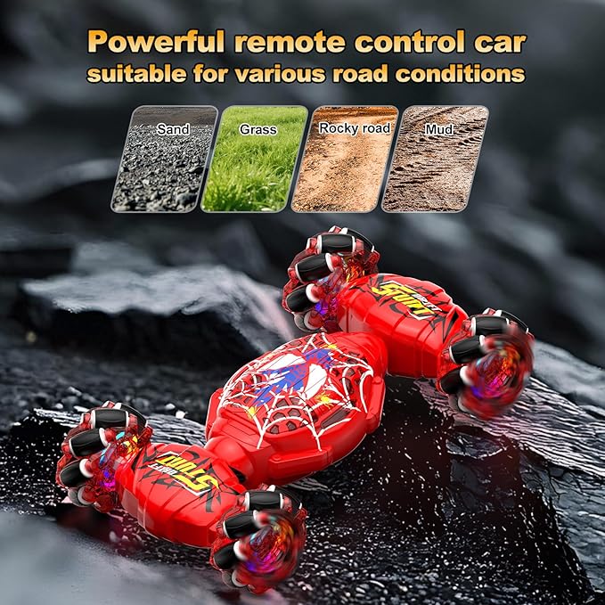 Nikuku Remote Control Car - 2.4GHz 4WD Gesture Sensing RC Stunt Car Toys for Boys and Girls Ages 6-12 360° Rotating Drift RC Cars with Lights and Music Ideal Birthday and Xmas Gift